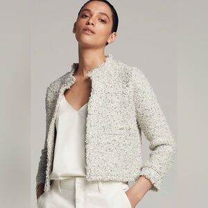 The Fold London Varena Tweed Cropped Jacket Small Cotton Blend Quiet Luxury